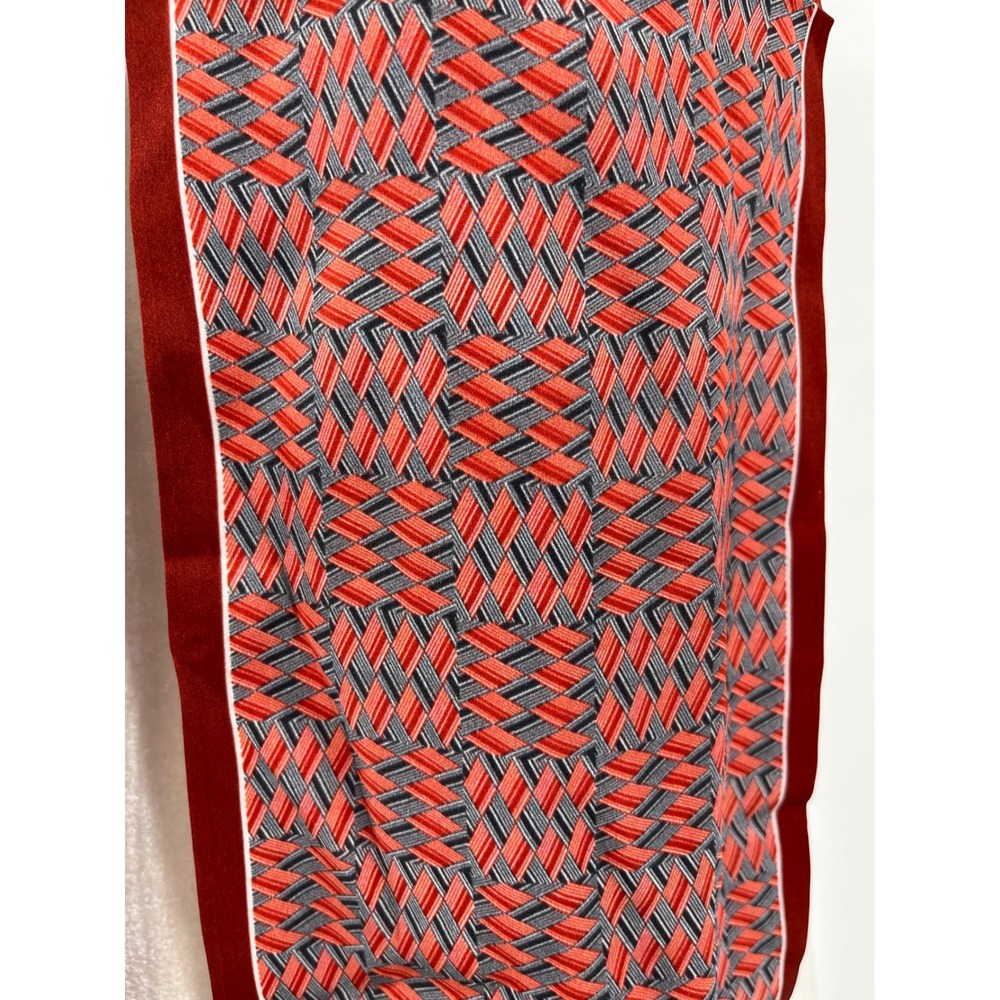 Unbranded 100% Silk Geometric Basketweave Skinny Scarf Red Grey Black 58‎ x 7 cm - Picture 2 of 4
